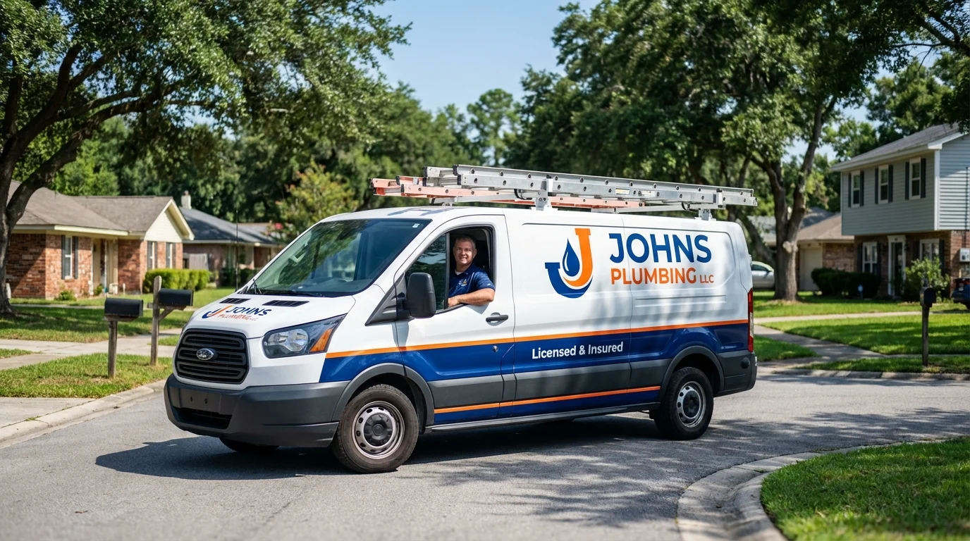 Johns Plumbing LLC service van in Jones, OK