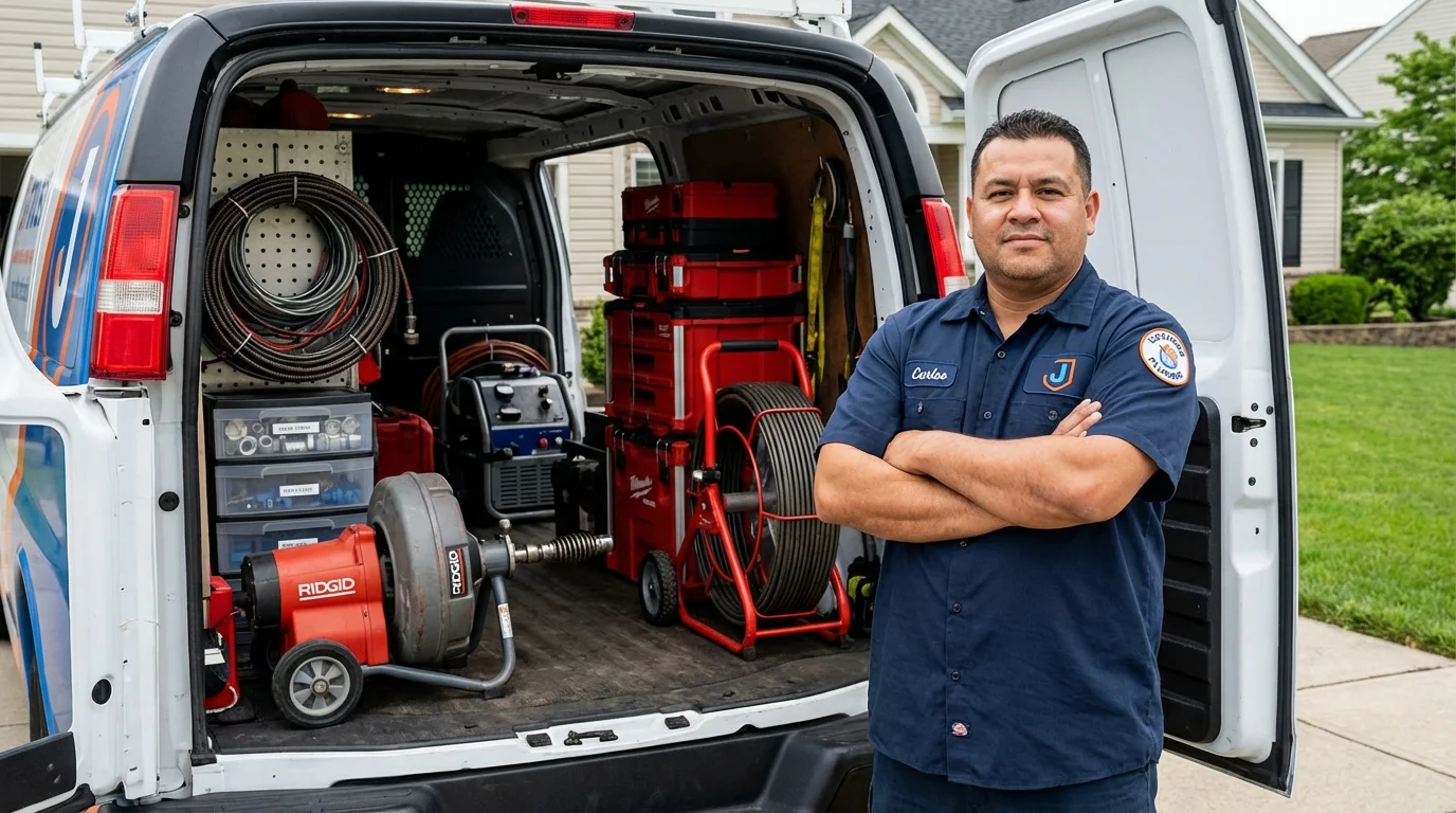 Professional drain cleaning equipment and Johns Plumbing LLC plumber in Jones
