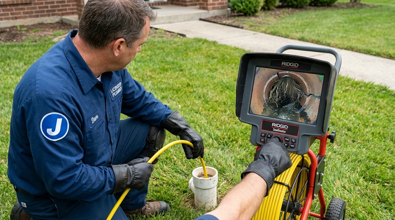 Sewer camera inspection being performed by Johns Plumbing LLC in Jones